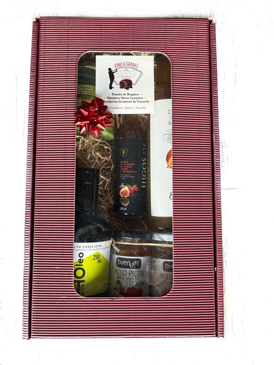 Cesta regalo de productos gourmet Tenerife para una comida canaria 100%